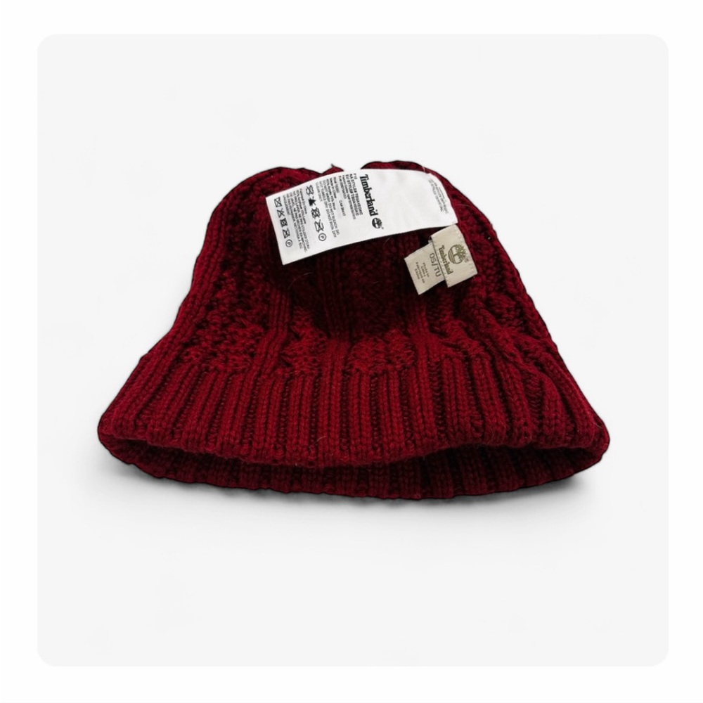 ★ Timberland Winter Woods Cable Beanie with Pom Pom - Burgundy ★ - Picture 10 of 17
